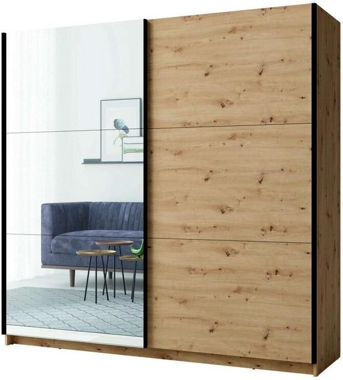 Home affaire Kledingkast Fresno linnenkast met 5 planken en kledingstang Garderobe met 2 schuifdeuren B H D 200 207 62 cm - Foto 6