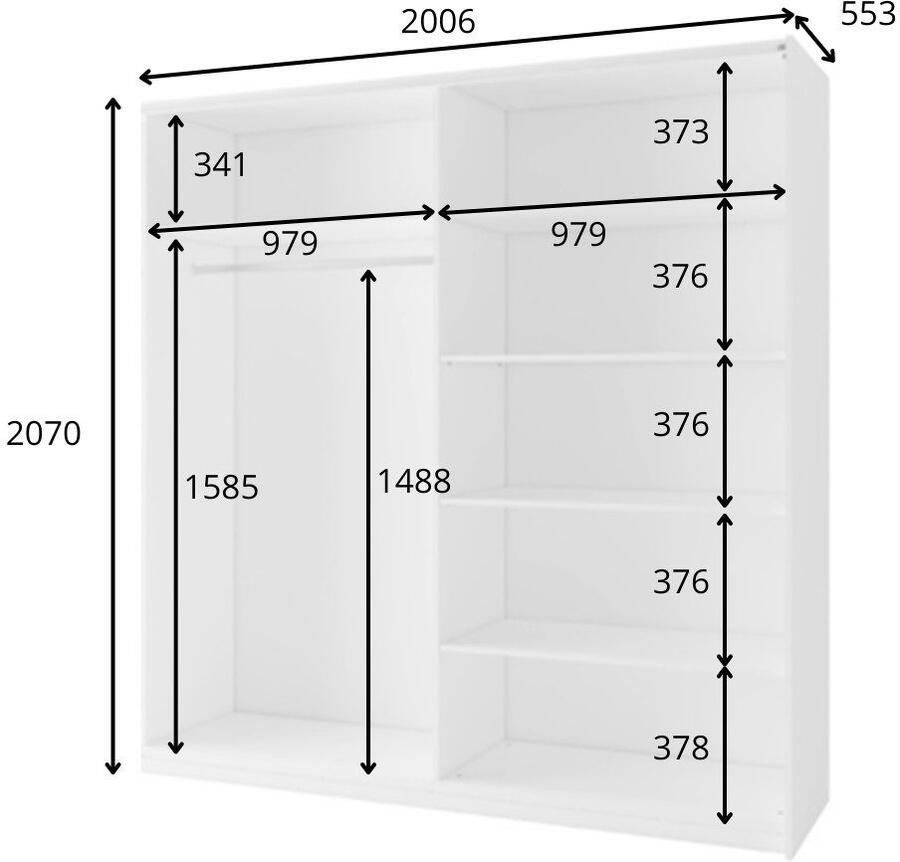 Home affaire Kledingkast Fresno linnenkast met 5 planken en kledingstang Garderobe met 2 schuifdeuren B H D 200 207 62 cm