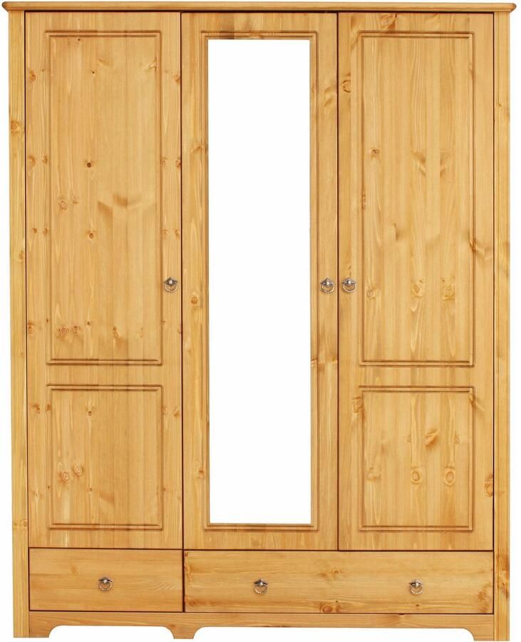 Home affaire Kledingkast Hugo gemaakt van massief grenen in landelijke stijl met spiegel - Foto 2