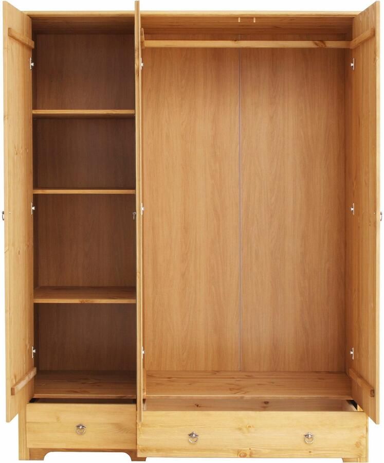 Home affaire Kledingkast Hugo gemaakt van massief grenen in landelijke stijl met spiegel