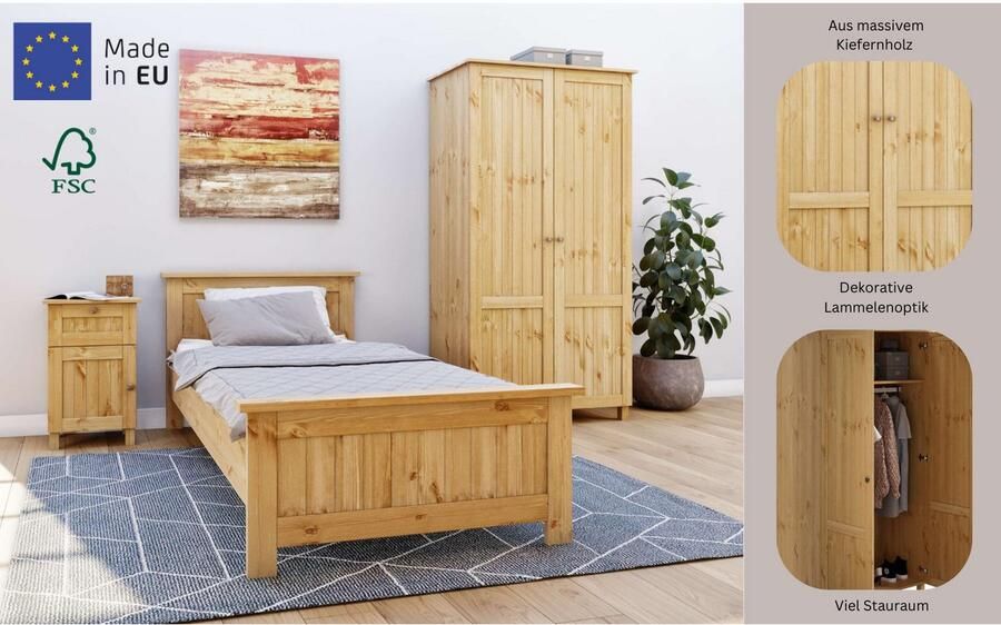 Home affaire Kledingkast Juventus Draai-deur kast met 2 deuren 97 cm breed van massief grenen fsc -gecertificeerd - Foto 4