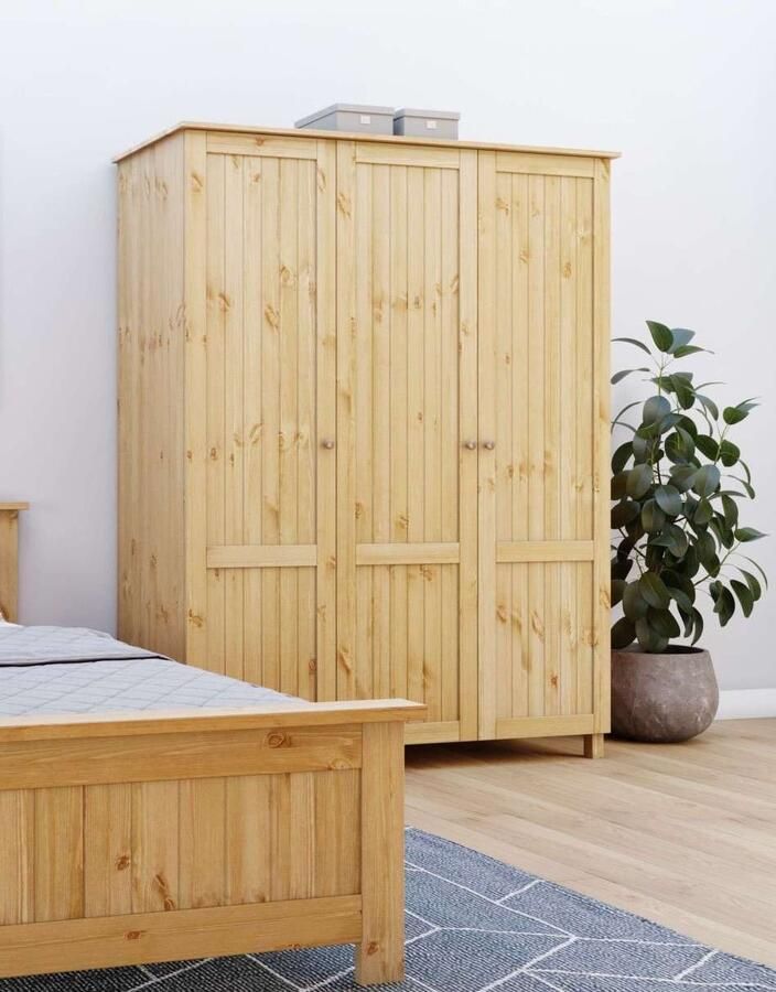 Home affaire Kledingkast Juventus Draai-deur kast met 3 deuren 143 cm breed van massief grenen fsc -gecertificeerd - Foto 7