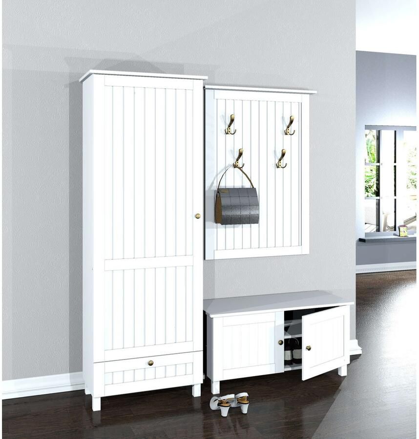 Home affaire Kledingkast Juventus van massief dennenhout breedte 67 cm met kledingstang (1 stuk) - Foto 2