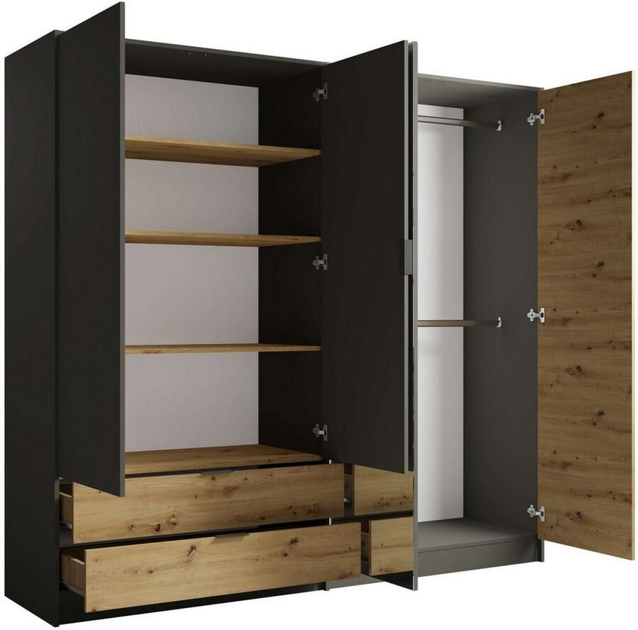 Home affaire Kledingkast Loreto met lades en spiegel B D H 220 54 202 cm