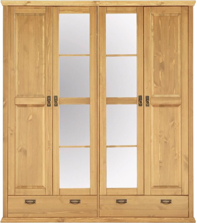 Home affaire Kledingkast Madrid gemaakt van massief grenen in 3 breedtes met spiegeldeuren - Foto 2