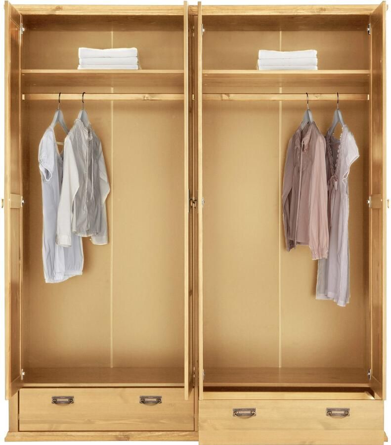 Home affaire Kledingkast Madrid gemaakt van massief grenen in 3 breedtes met spiegeldeuren - Foto 3