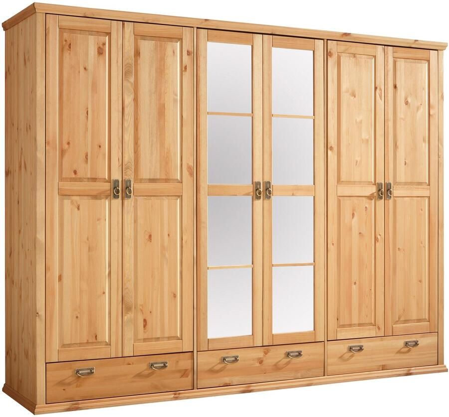 Home affaire Kledingkast Madrid gemaakt van massief grenen in 3 breedtes met spiegeldeuren - Foto 2