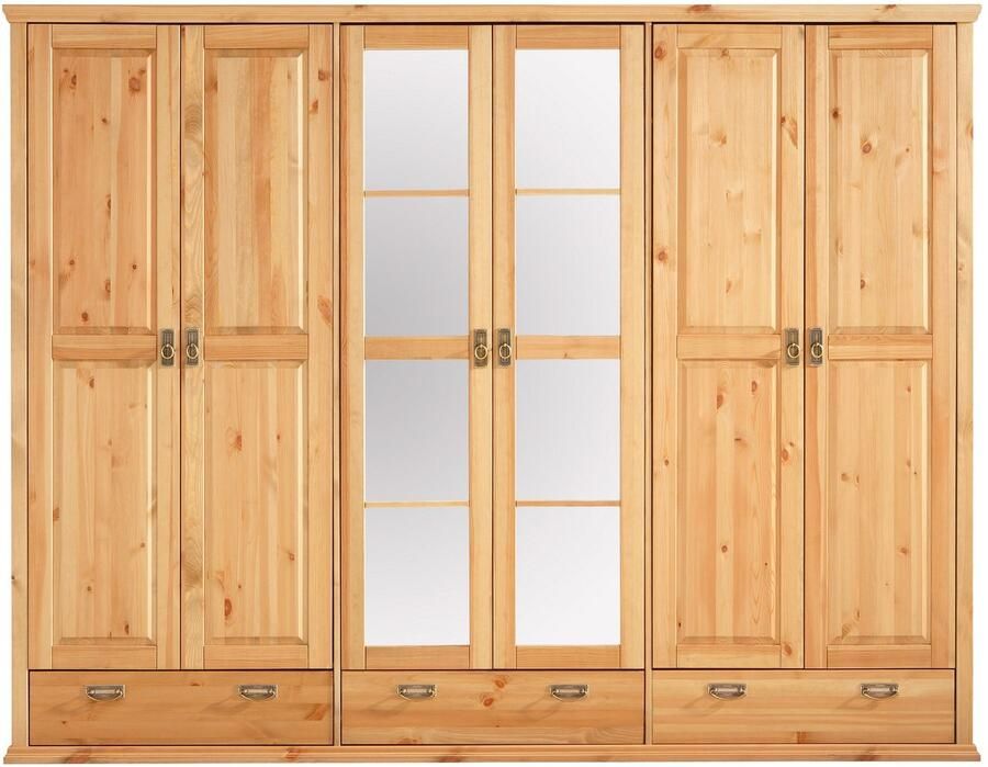 Home affaire Kledingkast Madrid gemaakt van massief grenen in 3 breedtes met spiegeldeuren - Foto 3