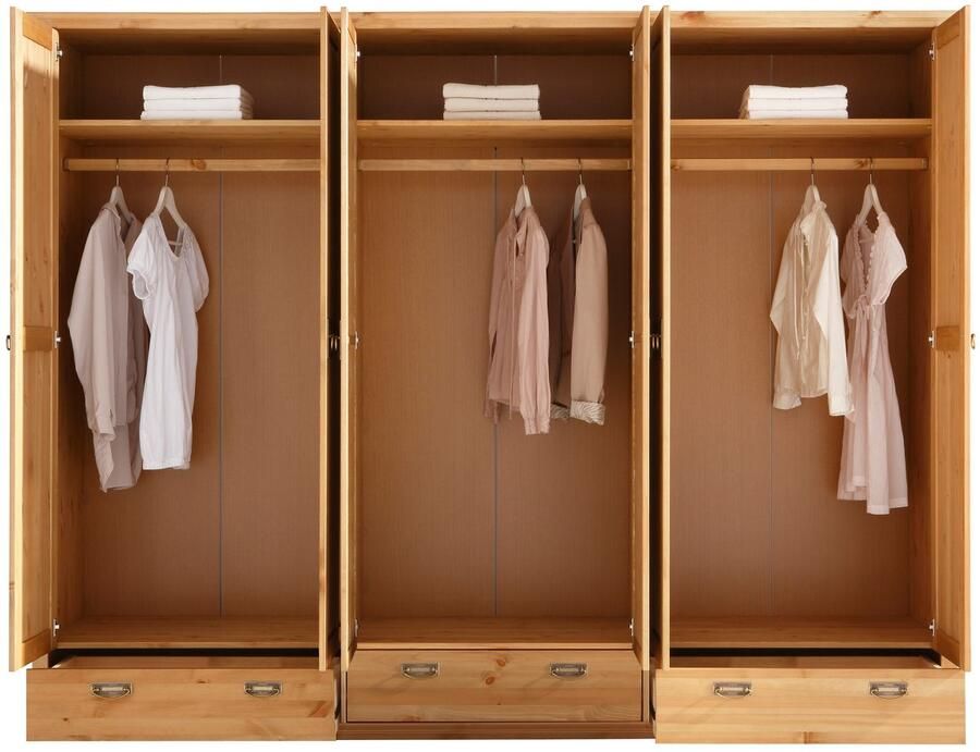Home affaire Kledingkast Madrid gemaakt van massief grenen in 3 breedtes met spiegeldeuren - Foto 4