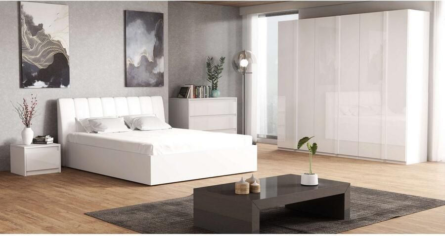 Home affaire Kledingkast Malissa met planken en kledingstangen Kledingkast met 4 hoogglans draai-deuren BxDxH 181x59x237 cm - Foto 4