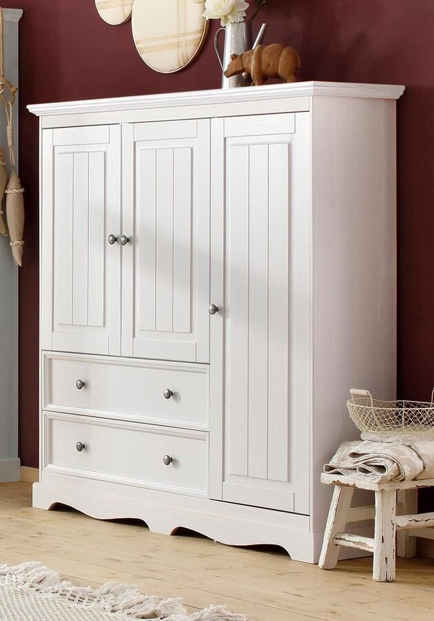Home affaire Kledingkast Melissa kinder kledingkast Linnenkast van massief grenen met plint breedte 138 cm - Foto 5
