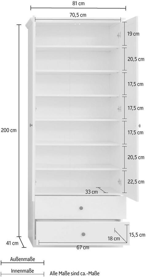 Home affaire Kledingkast Örebro tijdloze landelijke stijl volledig uittrekbaar - Foto 8