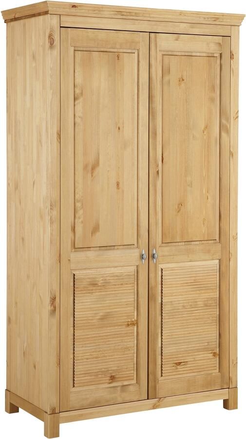 Home affaire Kledingkast Rauna met lamellen en kassetten klassiek landelijke stijl rustiek massief grenen metalen handgrepen meerdere varianten tijdloos design - Foto 4