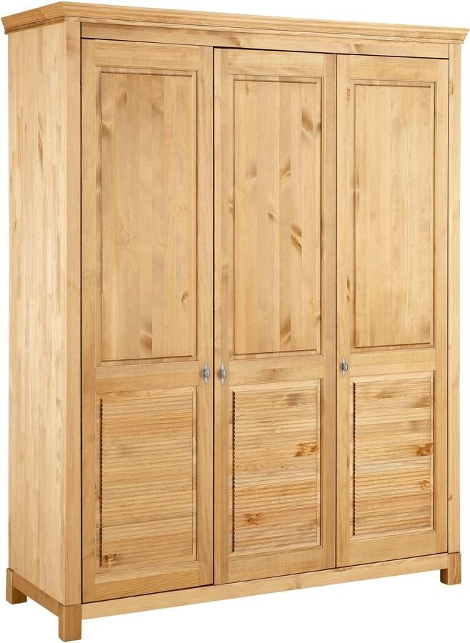 Home affaire Kledingkast Rauna met lamellen en kassetten klassiek landelijke stijl rustiek massief grenen metalen handgrepen meerdere varianten tijdloos design - Foto 2