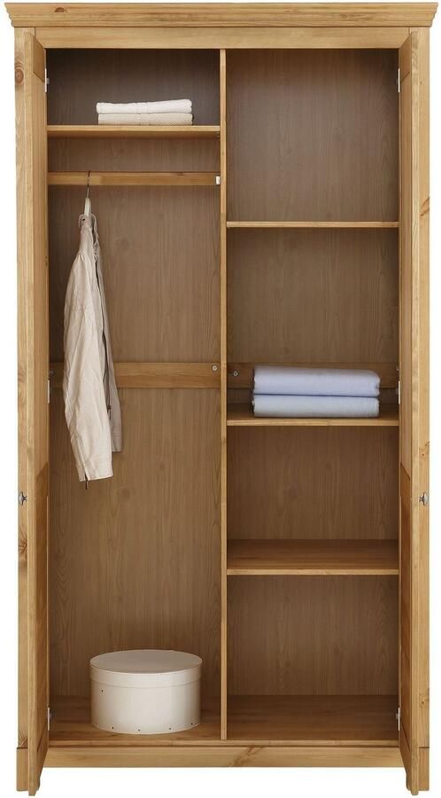 Home affaire Kledingkast Rauna met lamellen en kassetten klassiek landelijke stijl rustiek massief grenen metalen handgrepen meerdere varianten tijdloos design - Foto 5