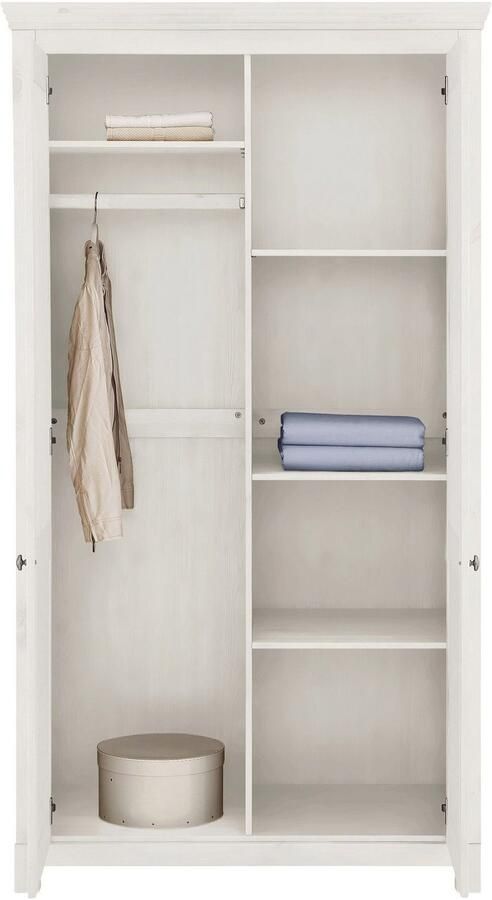 Home affaire Kledingkast Rauna met lamellen en kassetten klassiek landelijke stijl rustiek massief grenen metalen handgrepen meerdere varianten tijdloos design - Foto 3