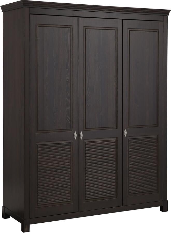 Home affaire Kledingkast Rauna met lamellen en kassetten klassiek landelijke stijl rustiek massief grenen metalen handgrepen meerdere varianten tijdloos design - Foto 3