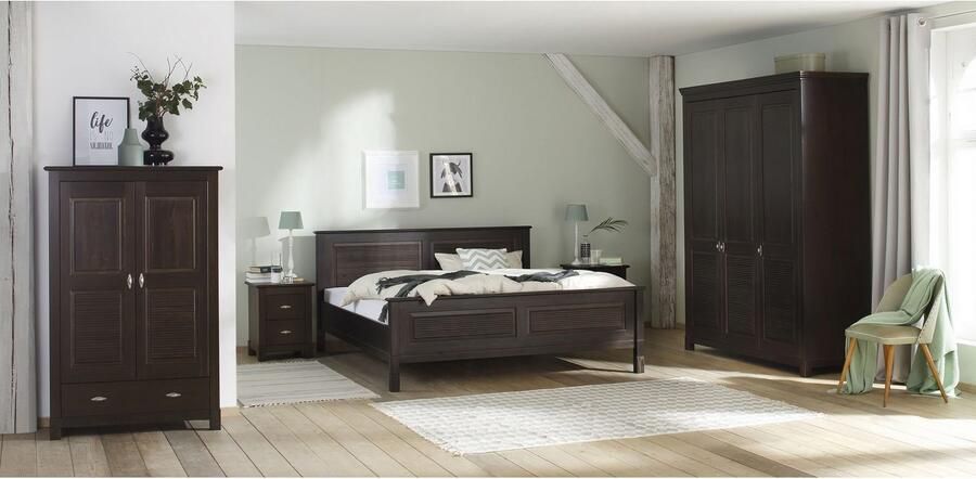 Home affaire Kledingkast Rauna met lamellen en kassetten klassiek landelijke stijl rustiek massief grenen metalen handgrepen meerdere varianten tijdloos design - Foto 7