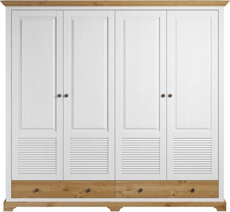 Home affaire Kledingkast Rauna van massief grenen 4-deurs met lamellen en kassetten - Foto 7