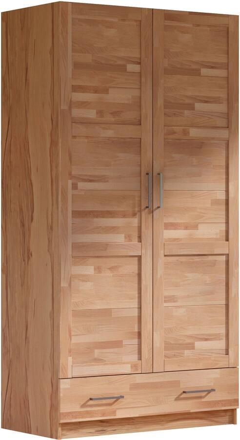 Home affaire Kledingkast Sabrina 97x60x200cm natuurlijke landhuisstijl gedeeltelijk massief beuken of eik fsc-gecertificeerd metalen grepen - Foto 3