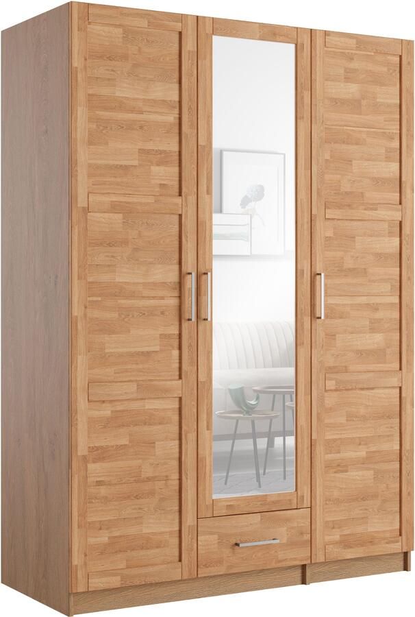 Home affaire Kledingkast Sabrina natuurlijke landhuisstijl met binneninrichting Spiegel en lades gedeeltelijk massief beuken of eik FSC-gecertificeerd - Foto 3