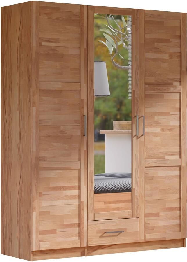 Home affaire Kledingkast Sabrina natuurlijke landhuisstijl met binneninrichting Spiegel en lades gedeeltelijk massief beuken of eik FSC-gecertificeerd - Foto 3