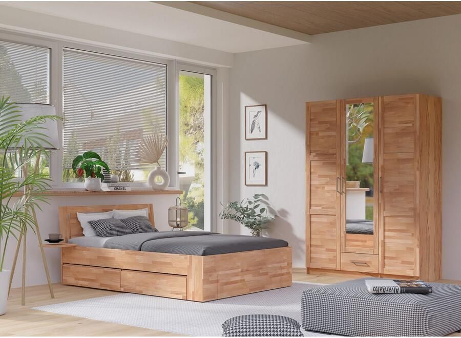 Home affaire Kledingkast Sabrina natuurlijke landhuisstijl met binneninrichting Spiegel en lades gedeeltelijk massief beuken of eik FSC-gecertificeerd - Foto 2