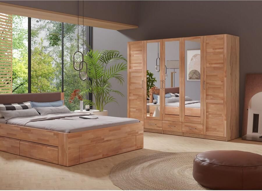 Home affaire Kledingkast Sabrina natuurlijke landhuisstijl met binneninrichting Spiegel en lades gedeeltelijk massief beuken of eik FSC-gecertificeerd - Foto 2