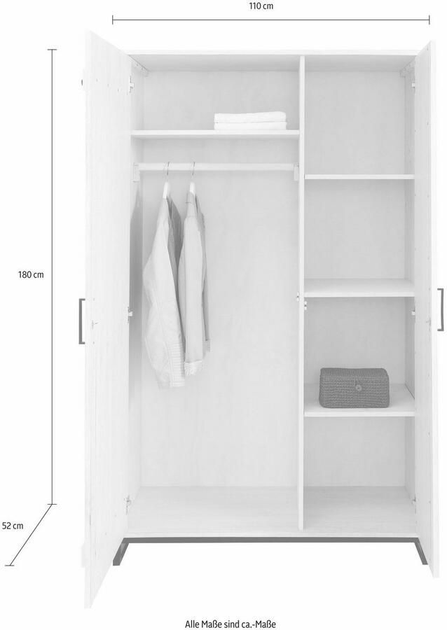 Home affaire Kledingkast Santos met bijzondere deurfronten en spiegel veel bergruimte hoogte 180 cm
