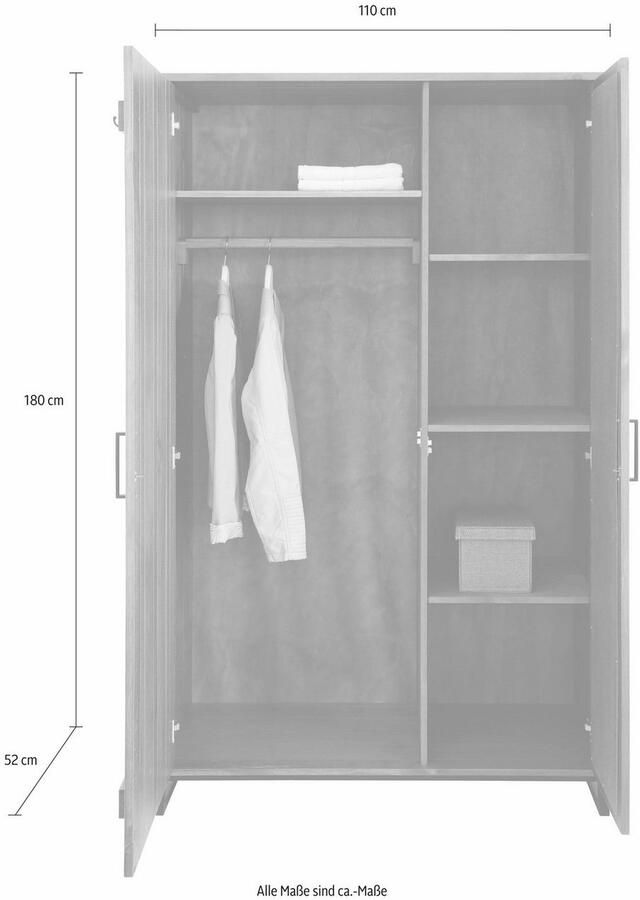 Home affaire Kledingkast Santos met bijzondere deurfronten en spiegel veel bergruimte hoogte 180 cm