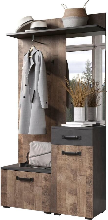 Home affaire Kledingkast Saragossa Compacte garderobe met lade Spiegel en ruime plank - Foto 14