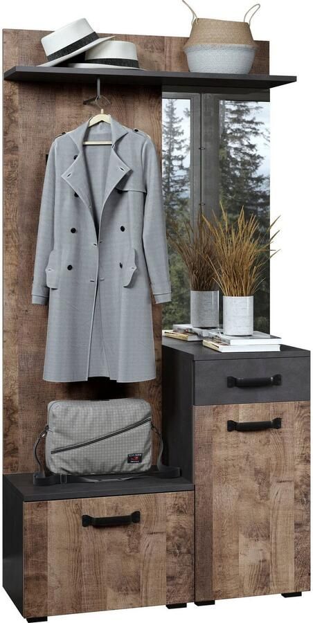 Home affaire Kledingkast Saragossa Compacte garderobe met lade Spiegel en ruime plank - Foto 13