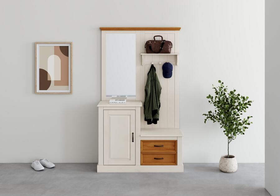 Home affaire Kledingkast Selma Compacte garderobe met spiegel haken en hoedplank breedte 110 cm