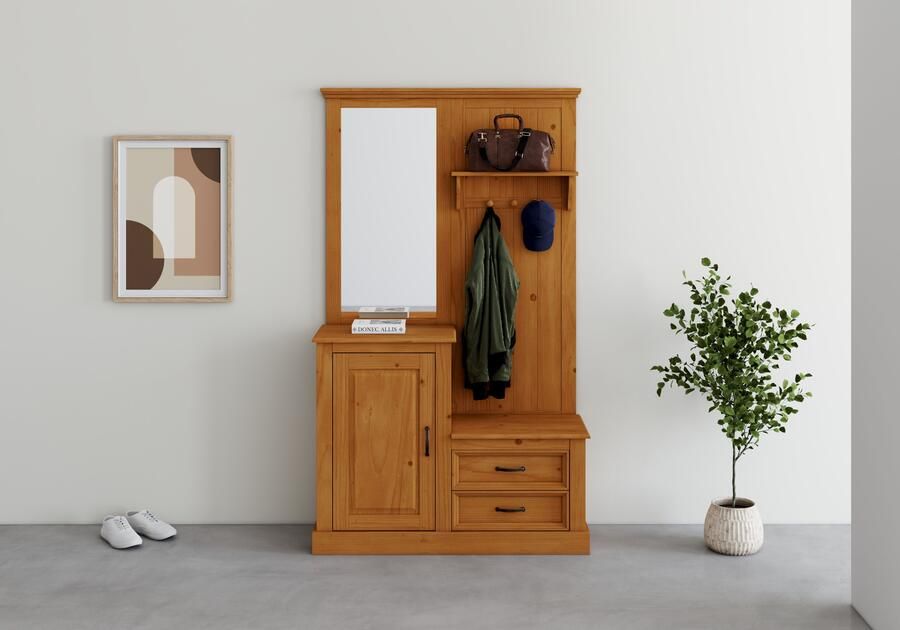 Home affaire Kledingkast Selma Compacte garderobe met spiegel haken en hoedplank breedte 110 cm