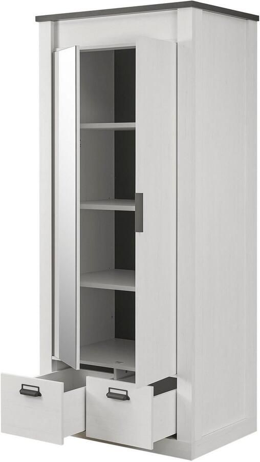 Home affaire Kledingkast SHERWOOD linn kast garderobe met spiegel kan worden gebruikt met kledingstang of legplanken breedte 93 cm - Foto 3
