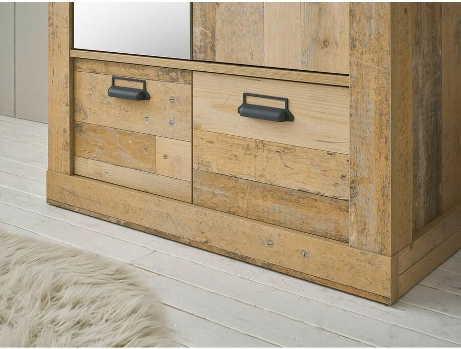 Home affaire Kledingkast SHERWOOD linn kast garderobe met spiegel kan worden gebruikt met kledingstang of legplanken breedte 93 cm - Foto 2