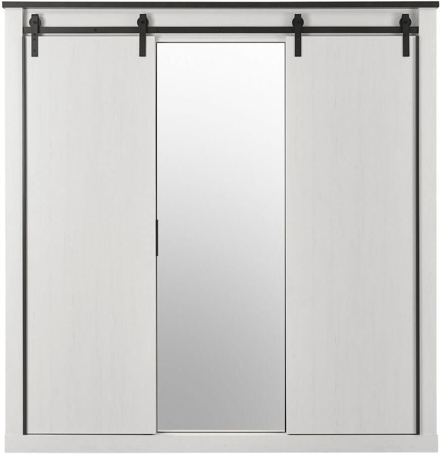 Home affaire Kledingkast SHERWOOD slaapkamerkast met spiegel linn kast Schuifdeuren met schuurdeur beslag van metaal B D H 201 63 209cm