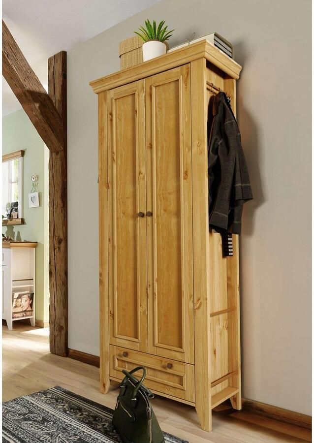Home affaire Kledingkast Skandinavia Massief hout 2-deurs met lade en ophangmogelijkheden aan de zijkant - Foto 4