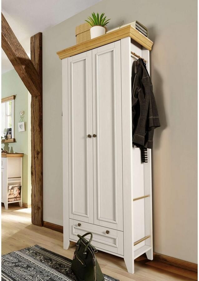 Home affaire Kledingkast Skandinavia Massief hout 2-deurs met lade en ophangmogelijkheden aan de zijkant - Foto 4