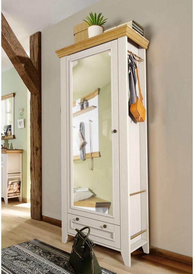 Home affaire Kledingkast Skandinavia Massief hout met spiegel en ophangmogelijkheden aan de zijkant - Foto 4