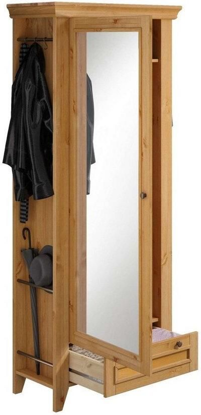 Home affaire Kledingkast Skandinavia Massief hout met spiegel en ophangmogelijkheden aan de zijkant - Foto 7