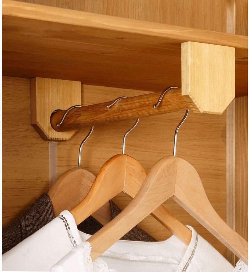 Home affaire Kledingkast Skandinavia Massief hout met spiegel en ophangmogelijkheden aan de zijkant - Foto 2