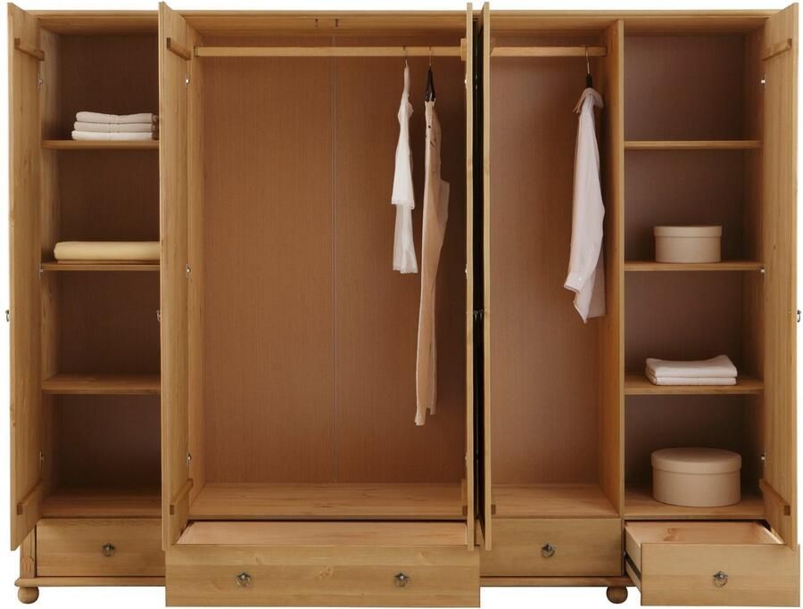 Home affaire Kledingkast TESSIN Breedte 245 cm massief grenen met spiegel - Foto 5