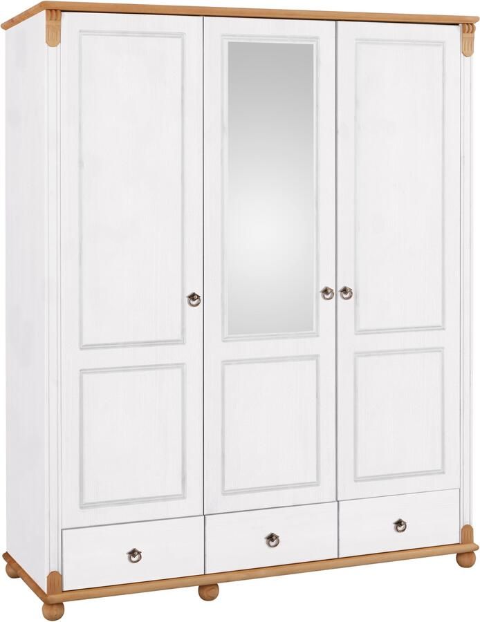 Home affaire Kledingkast Tessin Driedeuren kast 3-deurs Breedte 152 cm massief grenen met spiegel en 3 lades - Foto 9