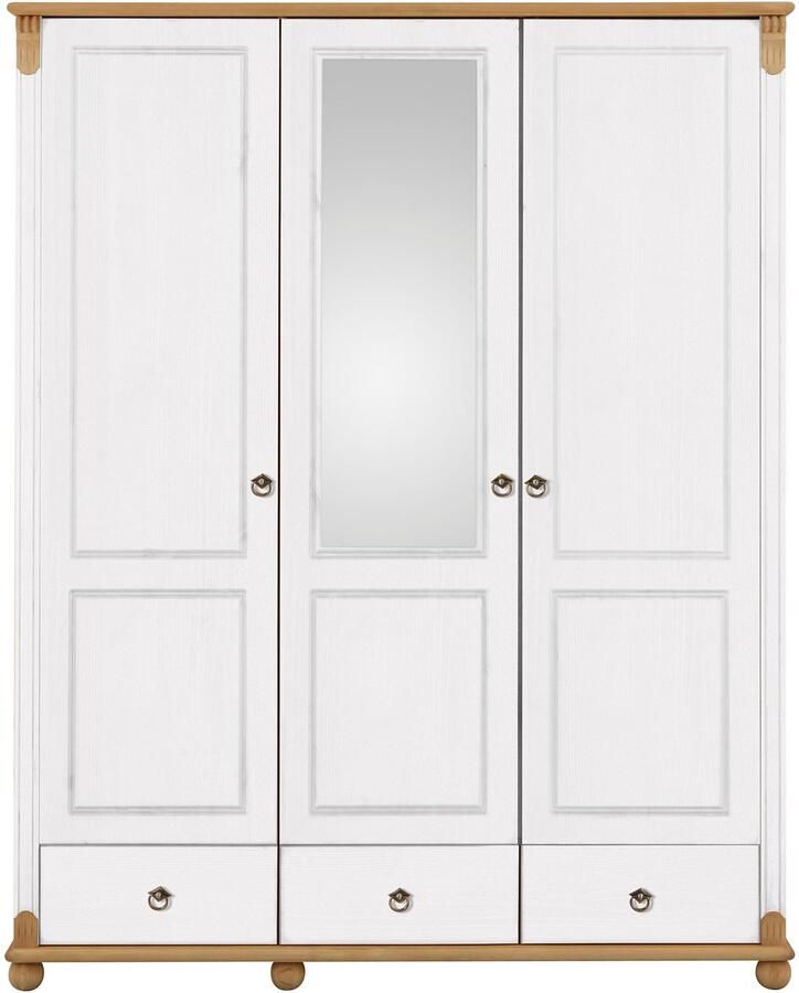 Home affaire Kledingkast Tessin Driedeuren kast 3-deurs Breedte 152 cm massief grenen met spiegel en 3 lades - Foto 3