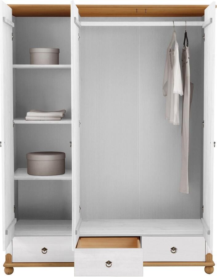 Home affaire Kledingkast Tessin Driedeuren kast 3-deurs Breedte 152 cm massief grenen met spiegel en 3 lades - Foto 4