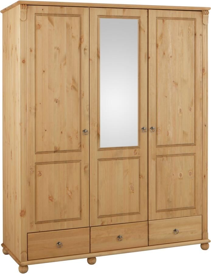 Home affaire Kledingkast Tessin Driedeuren kast 3-deurs Breedte 152 cm massief grenen met spiegel en 3 lades - Foto 9