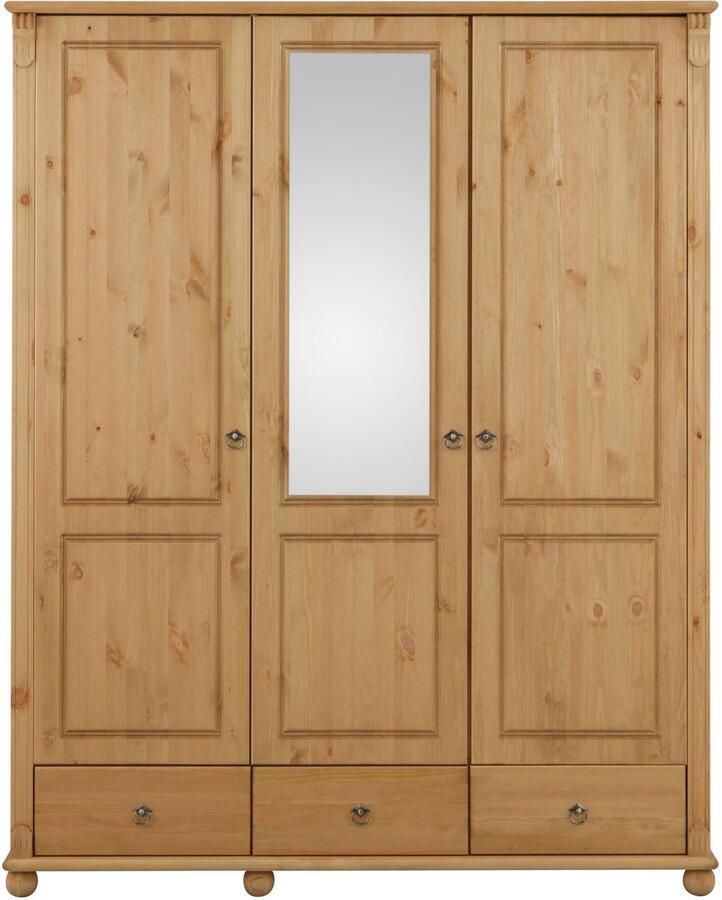 Home affaire Kledingkast Tessin Driedeuren kast 3-deurs Breedte 152 cm massief grenen met spiegel en 3 lades - Foto 3