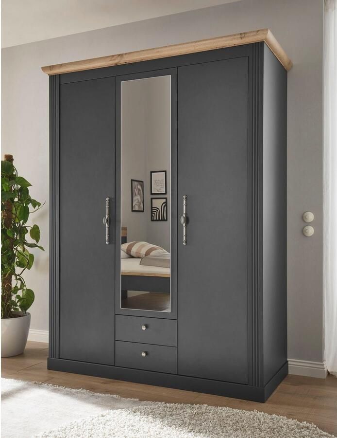 Home affaire Kledingkast WESTMINSTER linn kast in 2 kleuren landelijke kast met metalen grepen - Foto 2