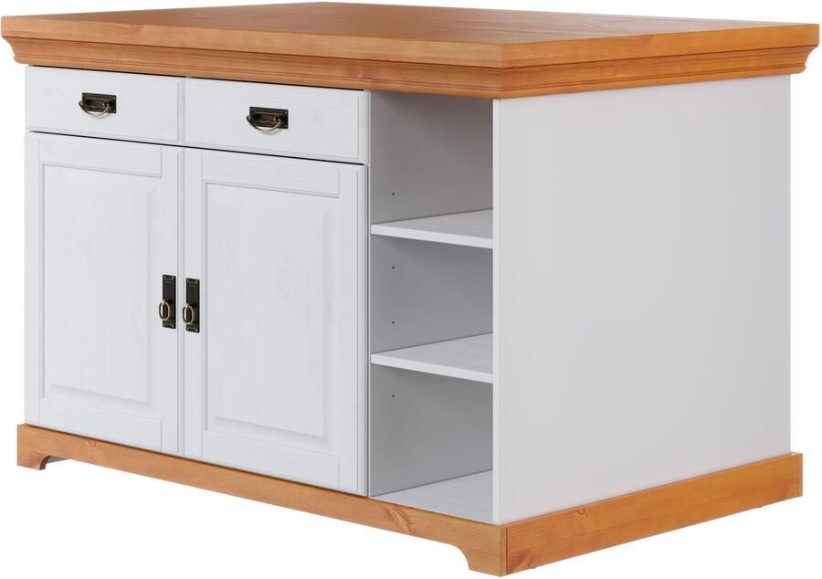 Home affaire Kookeiland Rügen Breedte 130 cm massief grenen met deuren lades open vakken - Foto 8